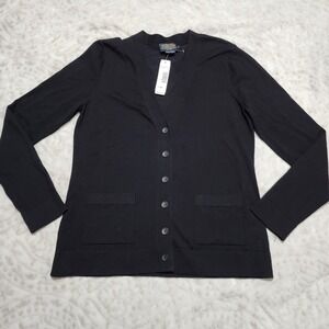 Pendleton Women's Sweater Cardigan Sz S Black Button Front Silk Blend NWT